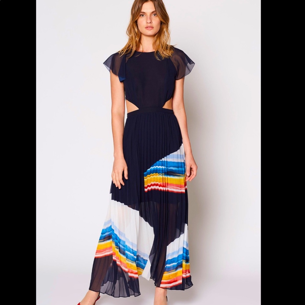 Joie Keitha Pleated Flutter-Sleeve Maxi Dress